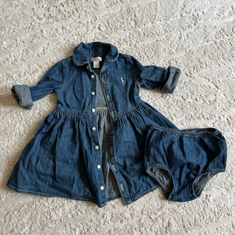 Ralph Lauren | Baby Denim Dress and Bloomers | 9months